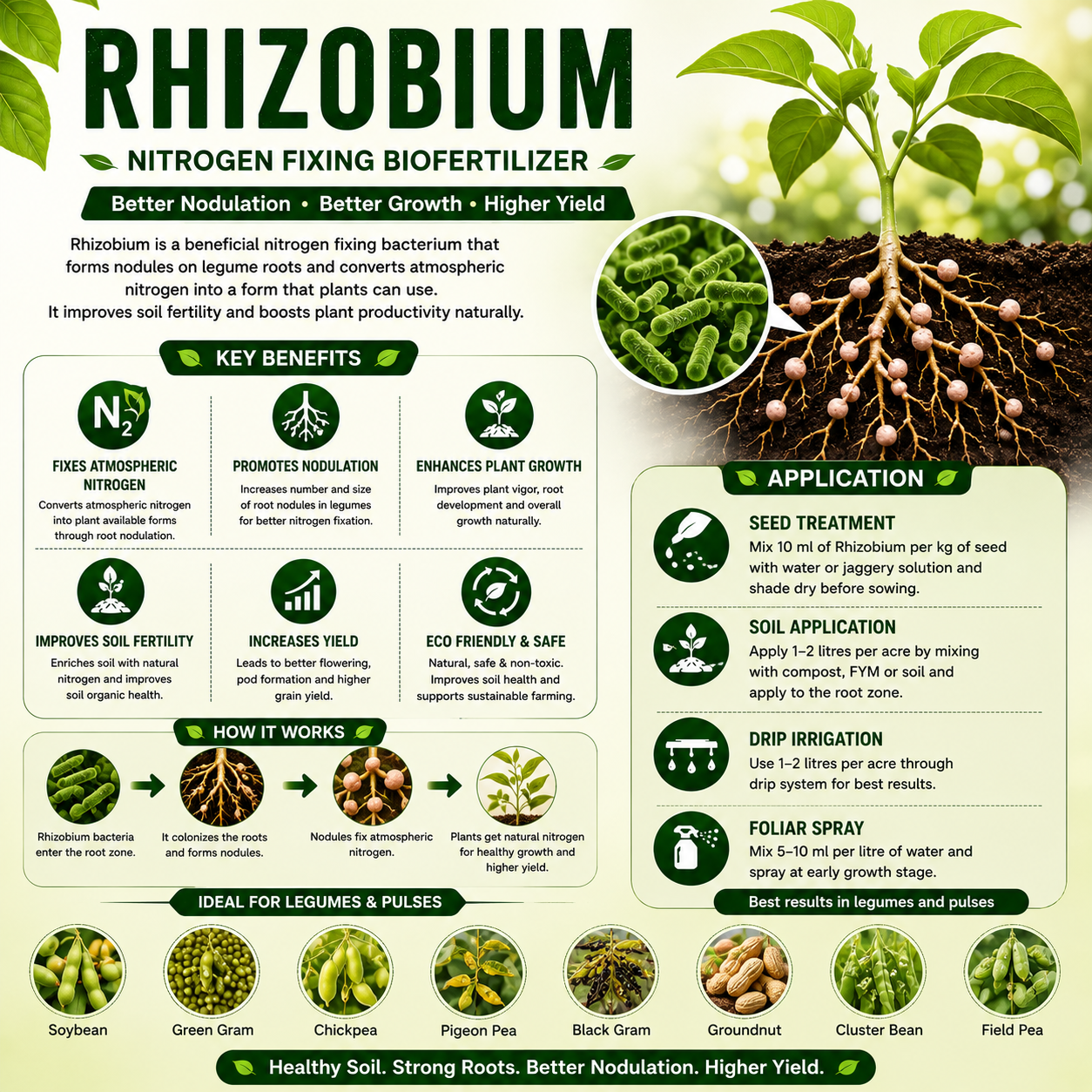 Rhizobium 1 Litre | Nitrogen-Fixing Biofertilizer for Pulses | HOOGA Seeds