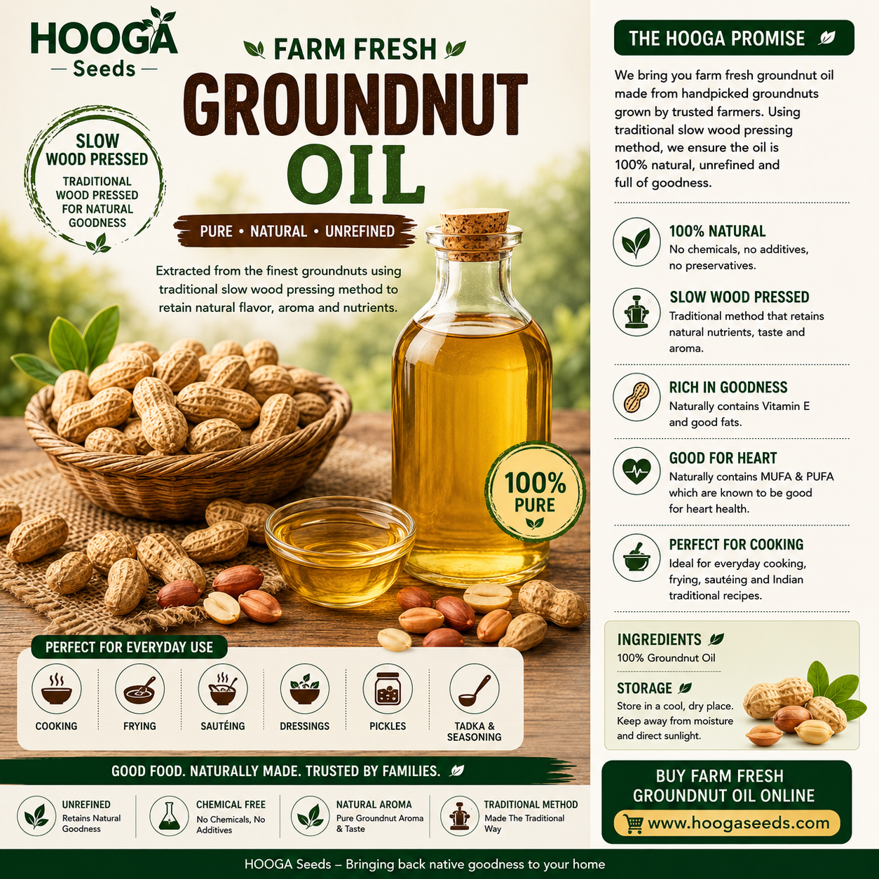 Farm Fresh Groundnut Oil | Wood Pressed Groundnut Oil – HOOGA Seeds