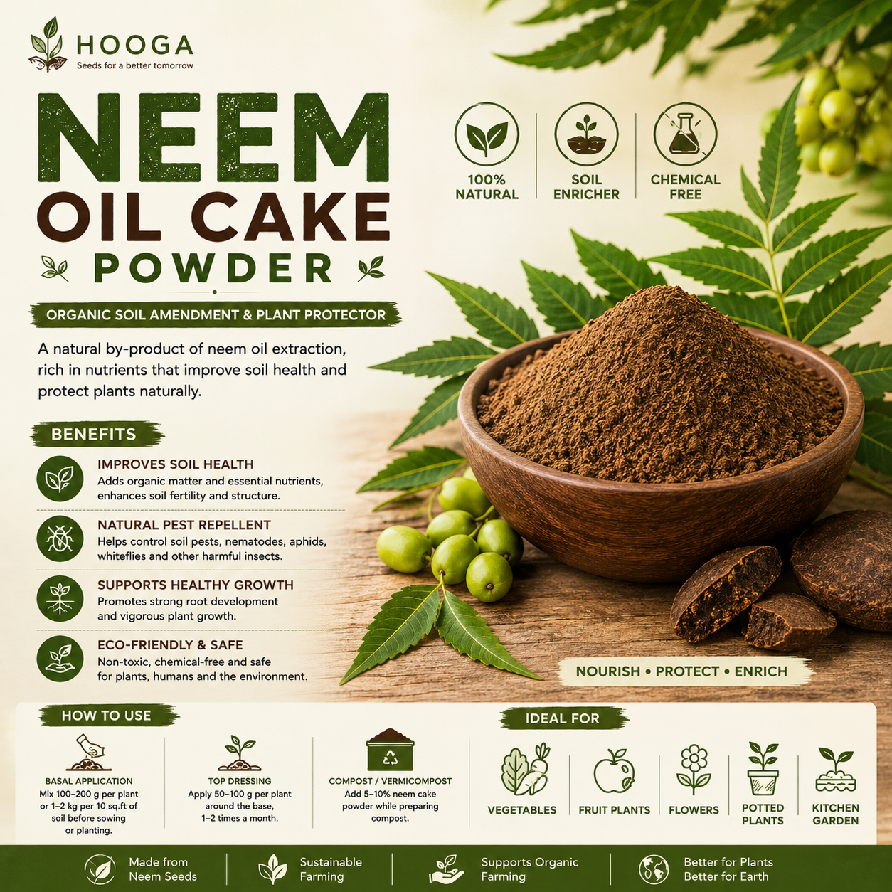 Buy Neem Oil Cake Powder Online | Neem Cake Fertilizer | HOOGA Seeds - Image 2