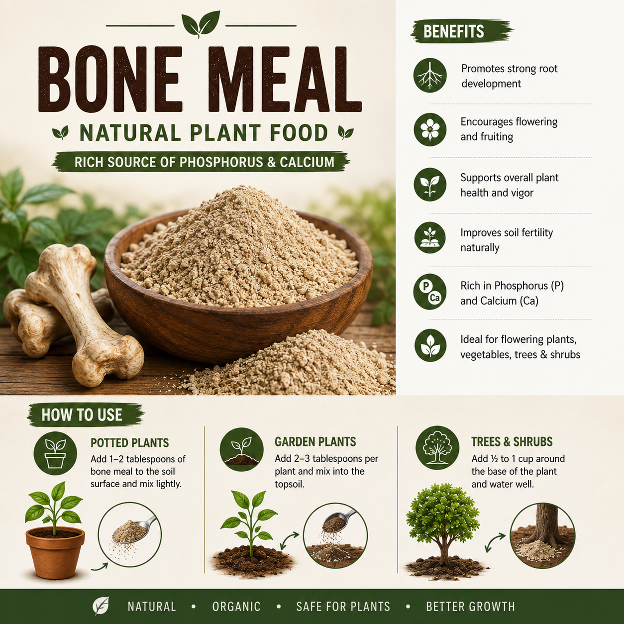 Bone Meal Fertilizer (Organic Phosphorus for Strong Roots & Flowering)-HOOGA Seeds